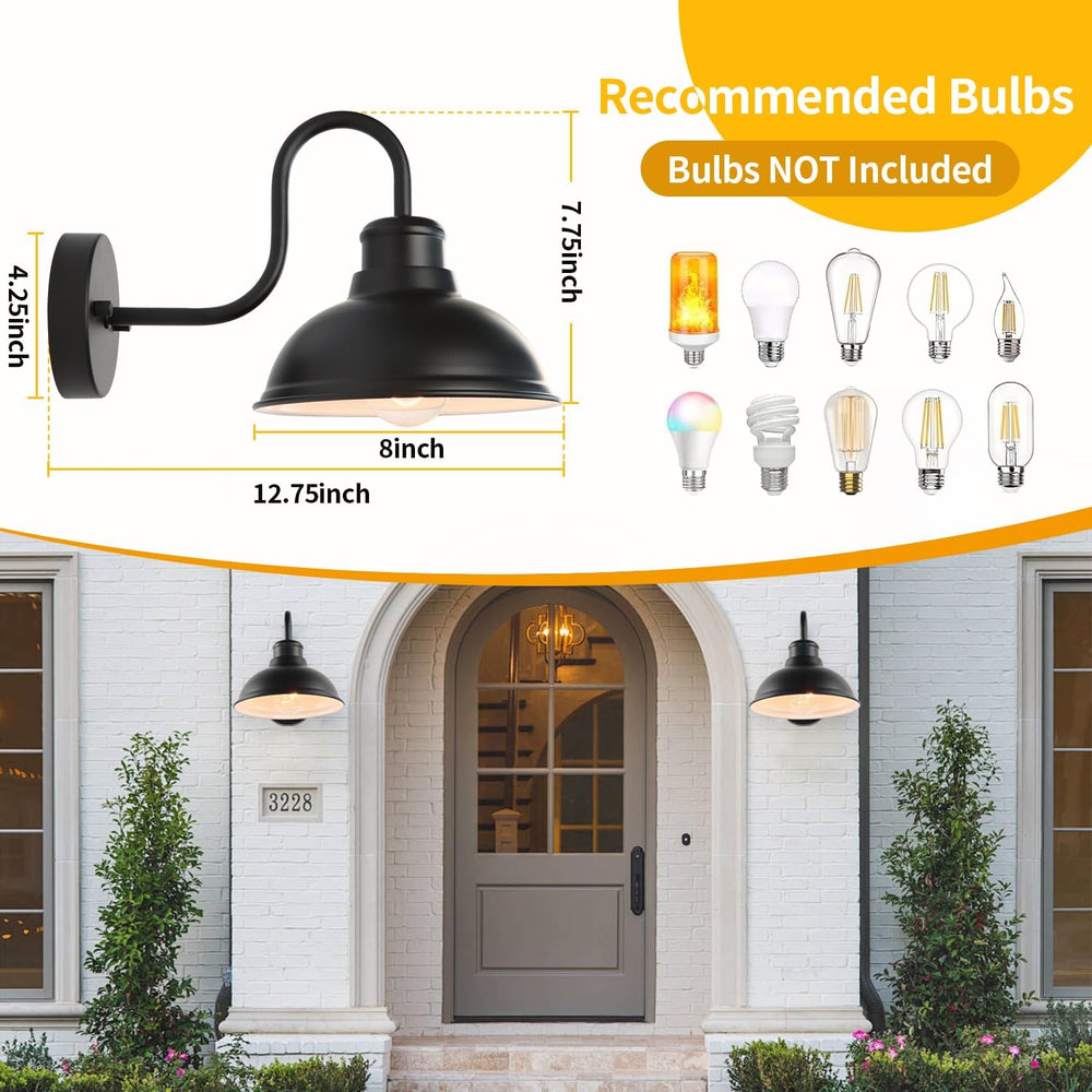 Barn Light Outdoor Wall Lights 8" Exterior Lighting Fixtures 2 Pack