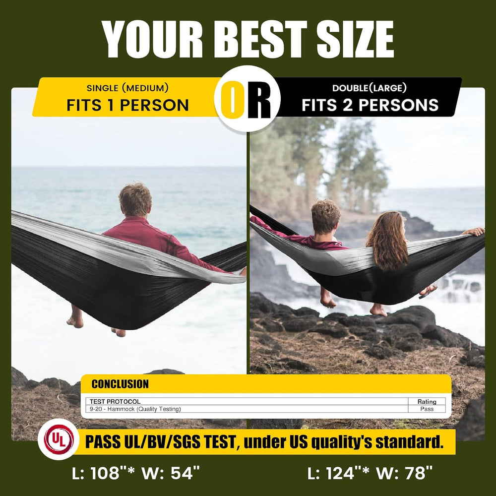 Lightweight Camping Hammock with Tree Straps & Carabiners