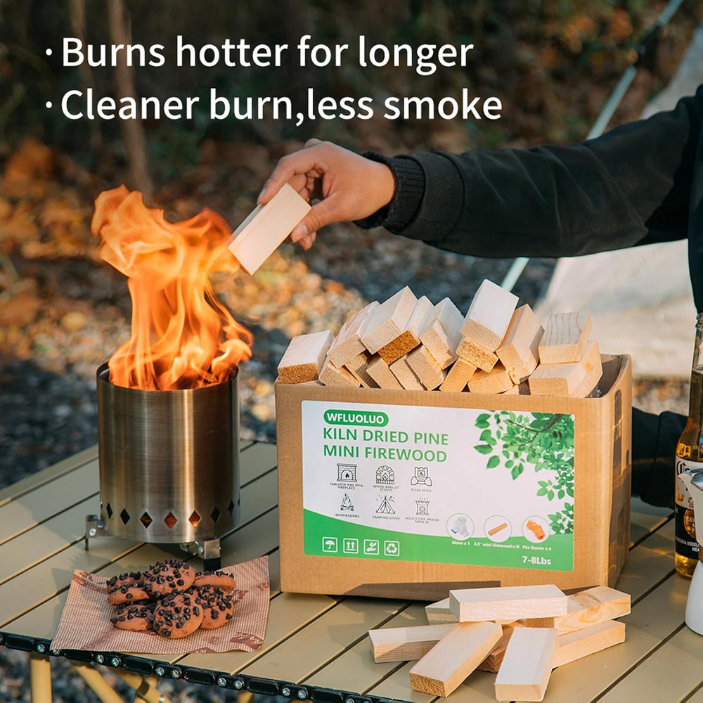 Mini Firewood with 4pcs Fire Starters&Gloves 3.5'' Lengths Pine K...