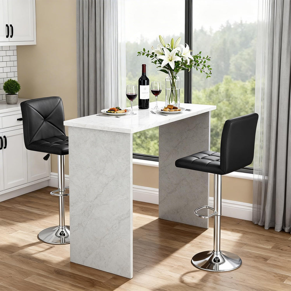 BestOffice Bar Stools Set of 2, PU Leather Swivel Bar Stools Kitchen Counter ...