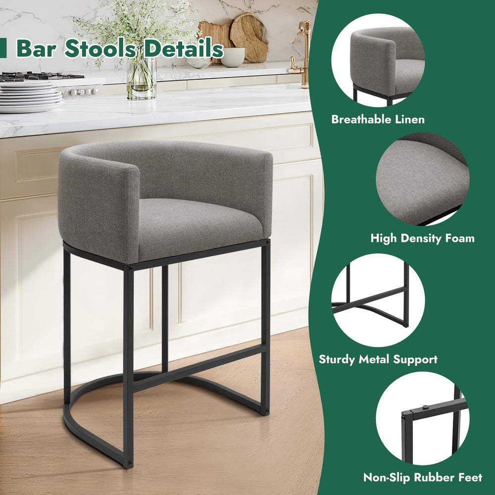 Counter Height Bar Stools Set of 3, 24 Inch Seat Height Barstools for Dining ...