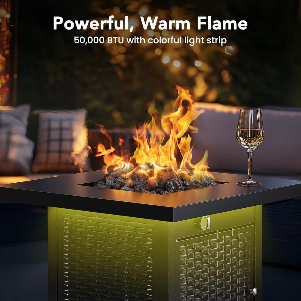 Ciays 28" Propane Fire Pit Table, 50,000 BTU CSA-Listed Gas Fire Pit wit...