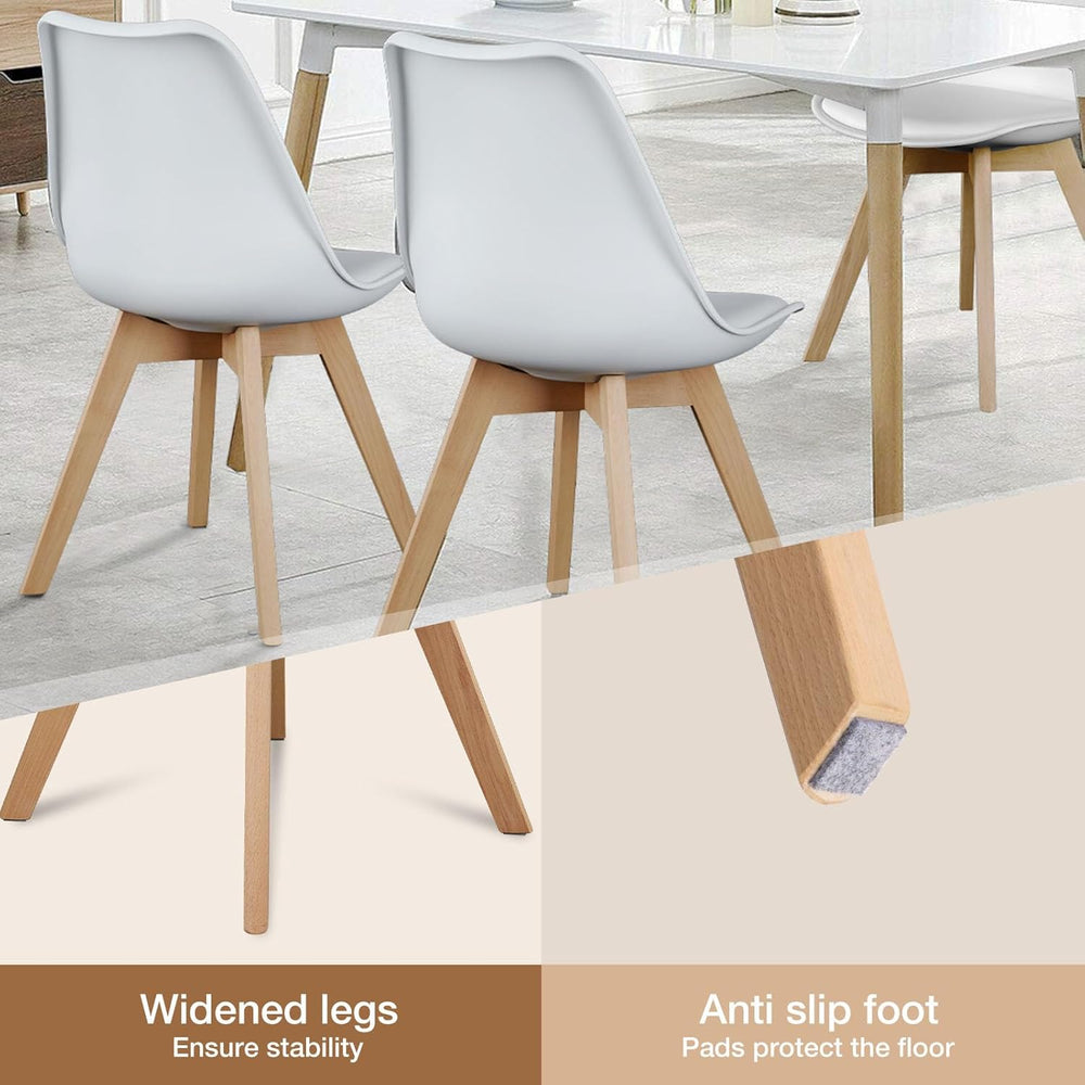 OLIXIS Modern Dining Chairs Set of 8, Plastic Kitchen Chairs with Wood Legs
