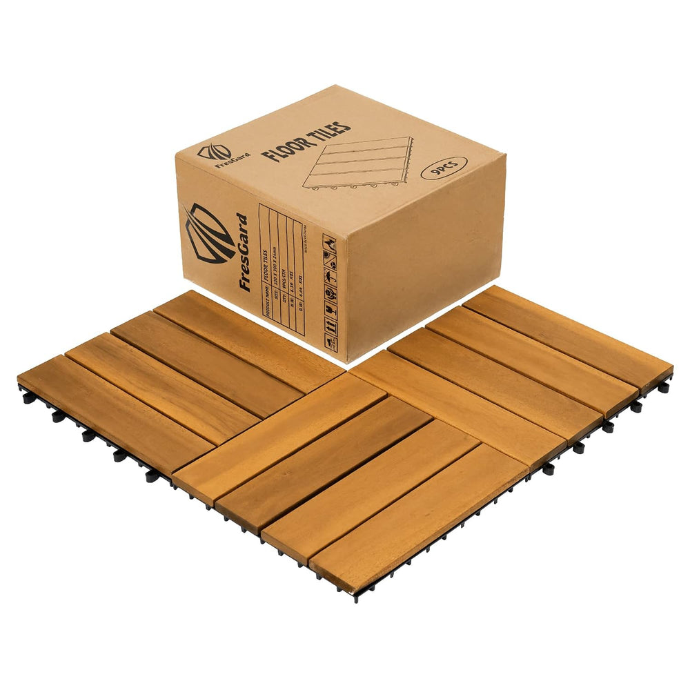 10PCS Interlocking Deck Tiles 12"x12"x0.94'' Acacia Patio D...