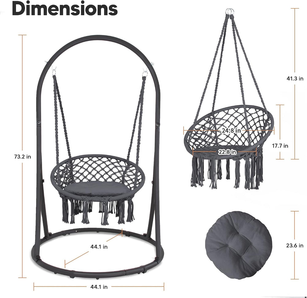 SUNCREAT Indoor Hammock Swing Chair with Stand, Hanging Chair Outdoor with St...