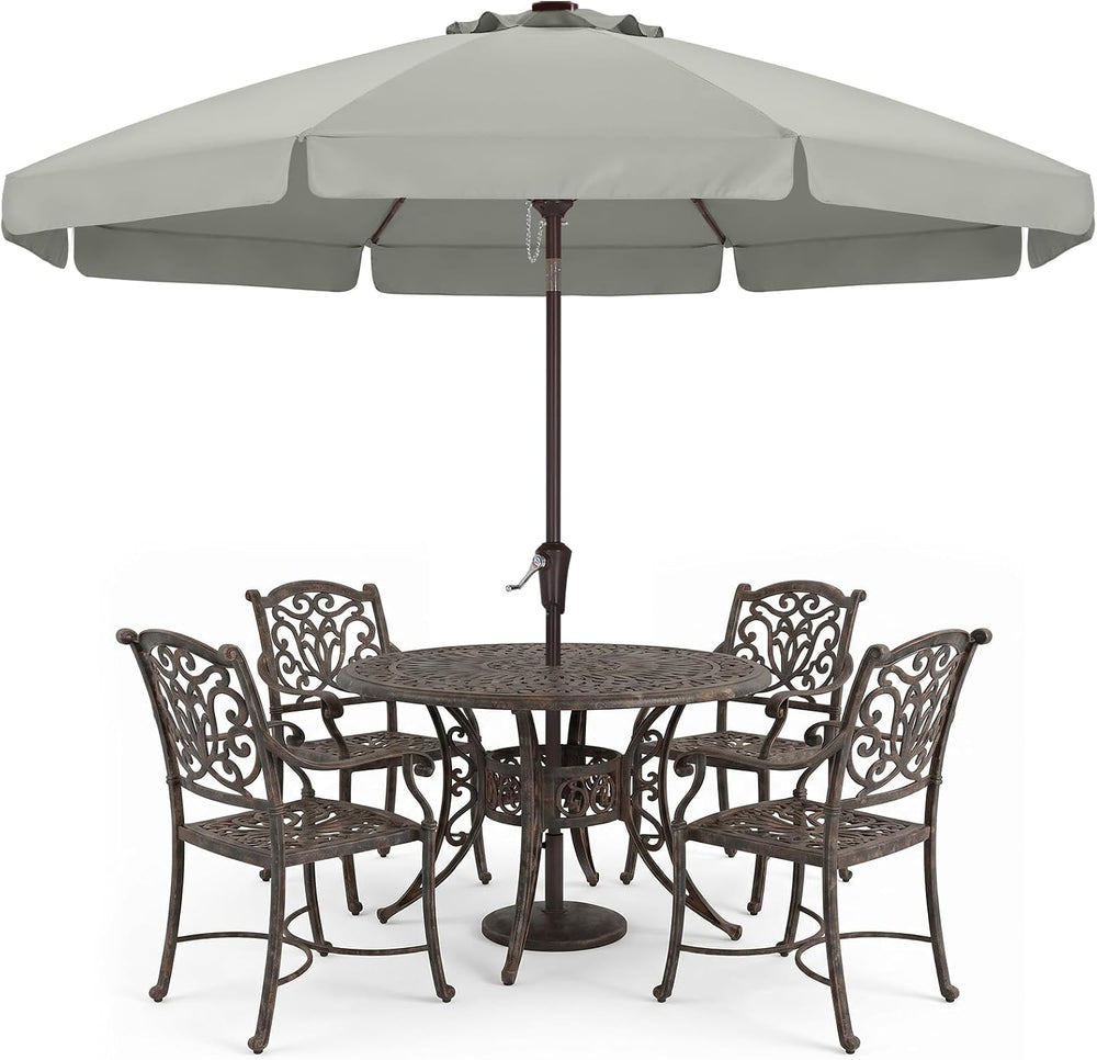 ABCCANOPY 9FT Scalloped Patio Umbrella Table Market Umbrella, Light Gray