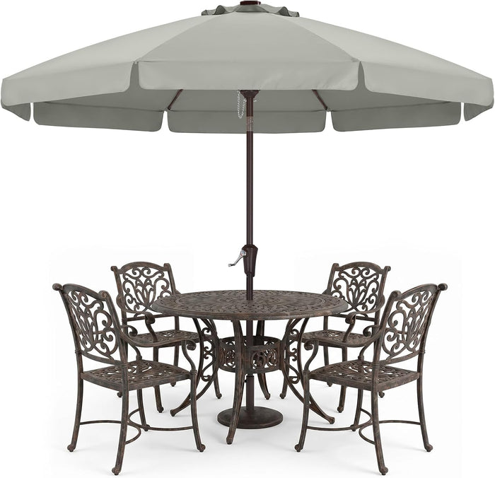 ABCCANOPY 9FT Scalloped Patio Umbrella Table Market Umbrella, Light Gray