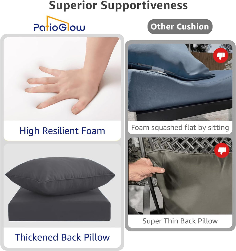 PatioGlow Outdoor Seat Cushion Set 24 x 24 x 4 Inch, Waterproof & Fade Re...