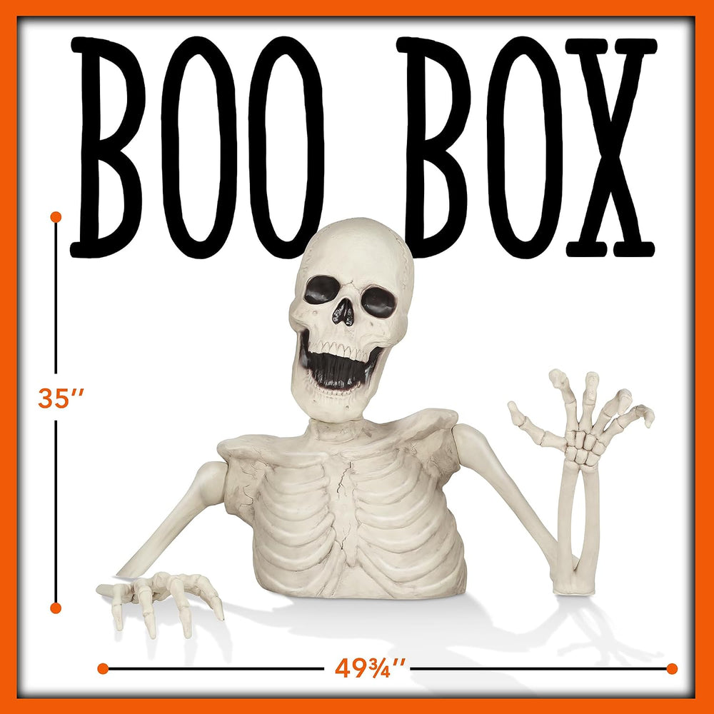BOO BOX 3 Ft. Halloween Groundbreaker Skeleton, Giant Outdoor Decoration for ...