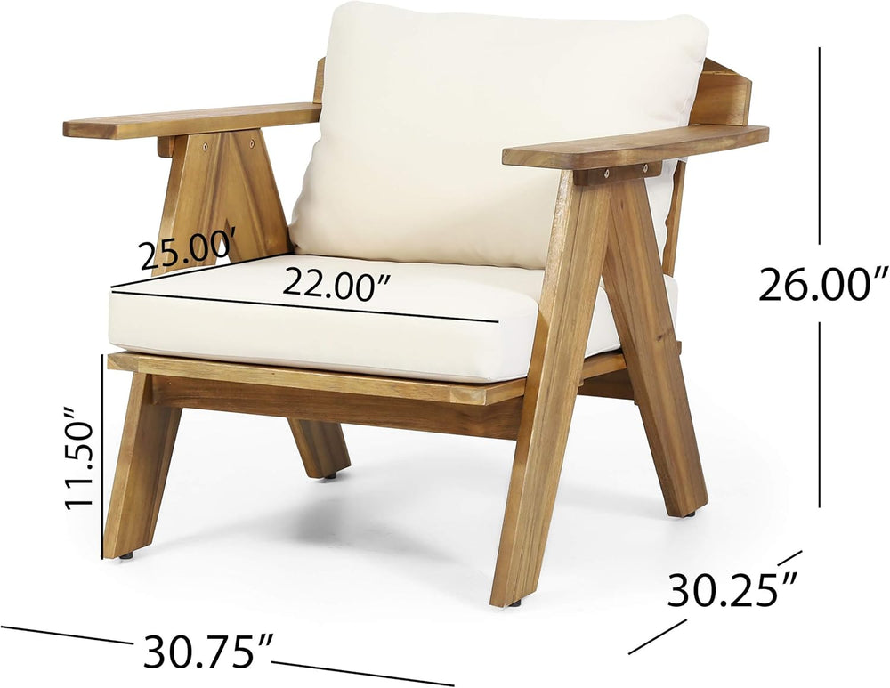 Christopher Knight Home Arcola Outdoor Club Chair with Cushion - Acacia Wood ...