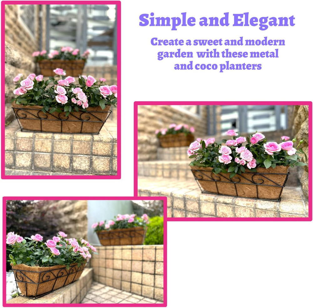 LaLaGreen Wall Planters for Outdoor Plants (2 Pack, 16 Inch) Window Flower Bo...