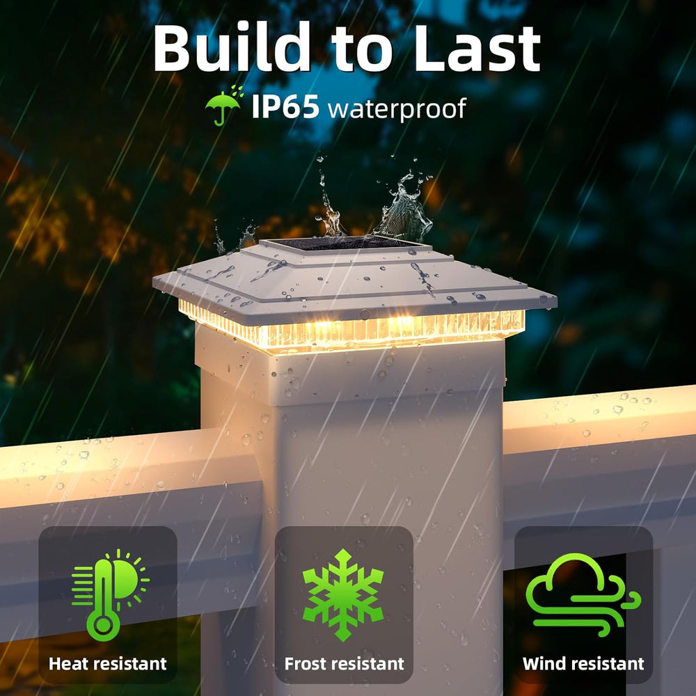Solar Post Cap Lights 12pack,Warm & Cool Light,for 4x4 5x5 6x6 Posts White
