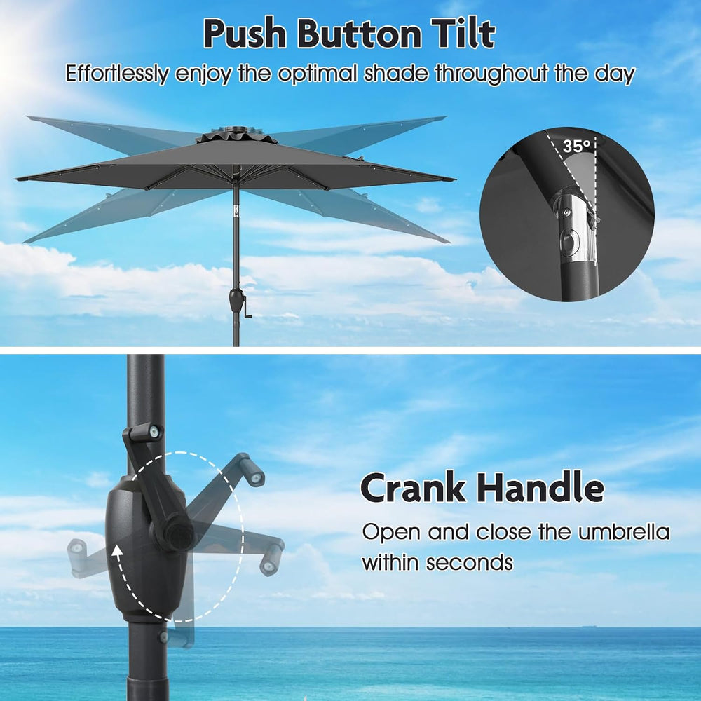 Tangkula 7.5FT Solar LED Patio Umbrella, Outdoor Heavy Duty Market Table Umbr...