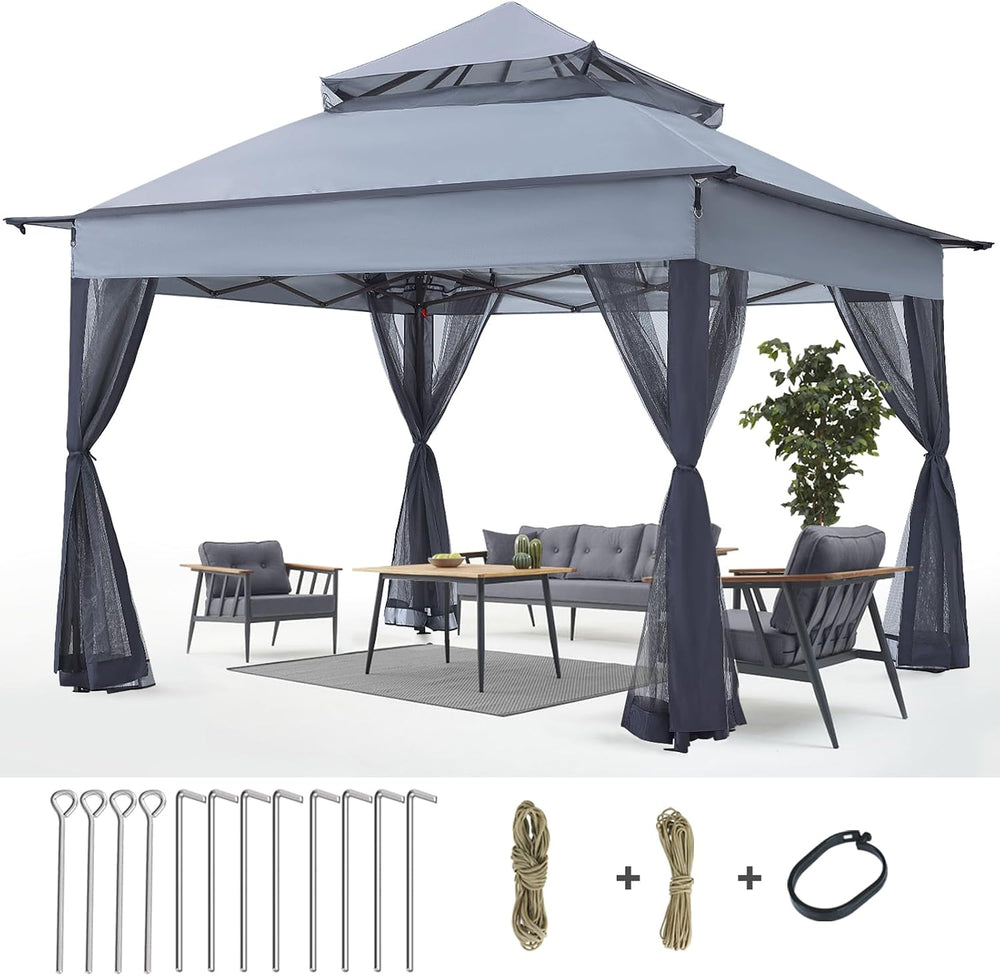 ABCCANOPY Pop Up Gazebo 11x11 with Mosquito Netting, Dark Gray