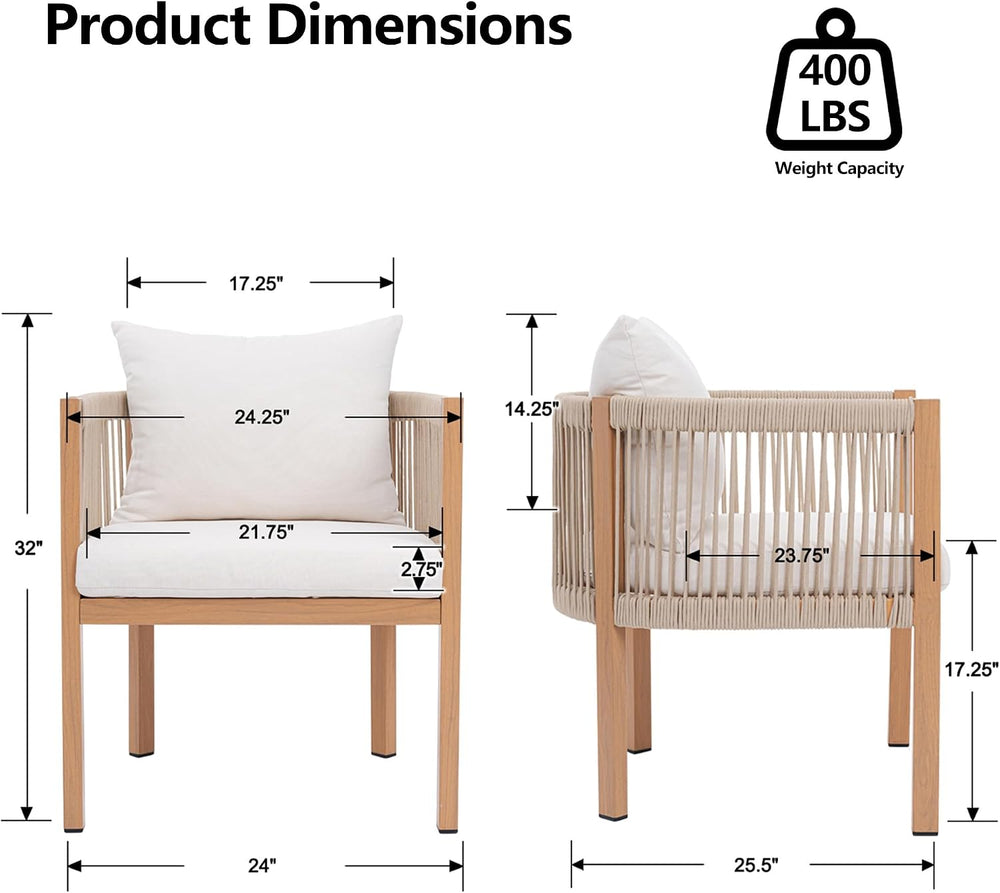 Outdoor Dining Chairs Set of 2, Wicker Patio Furniture Set with Armrests, Cus...