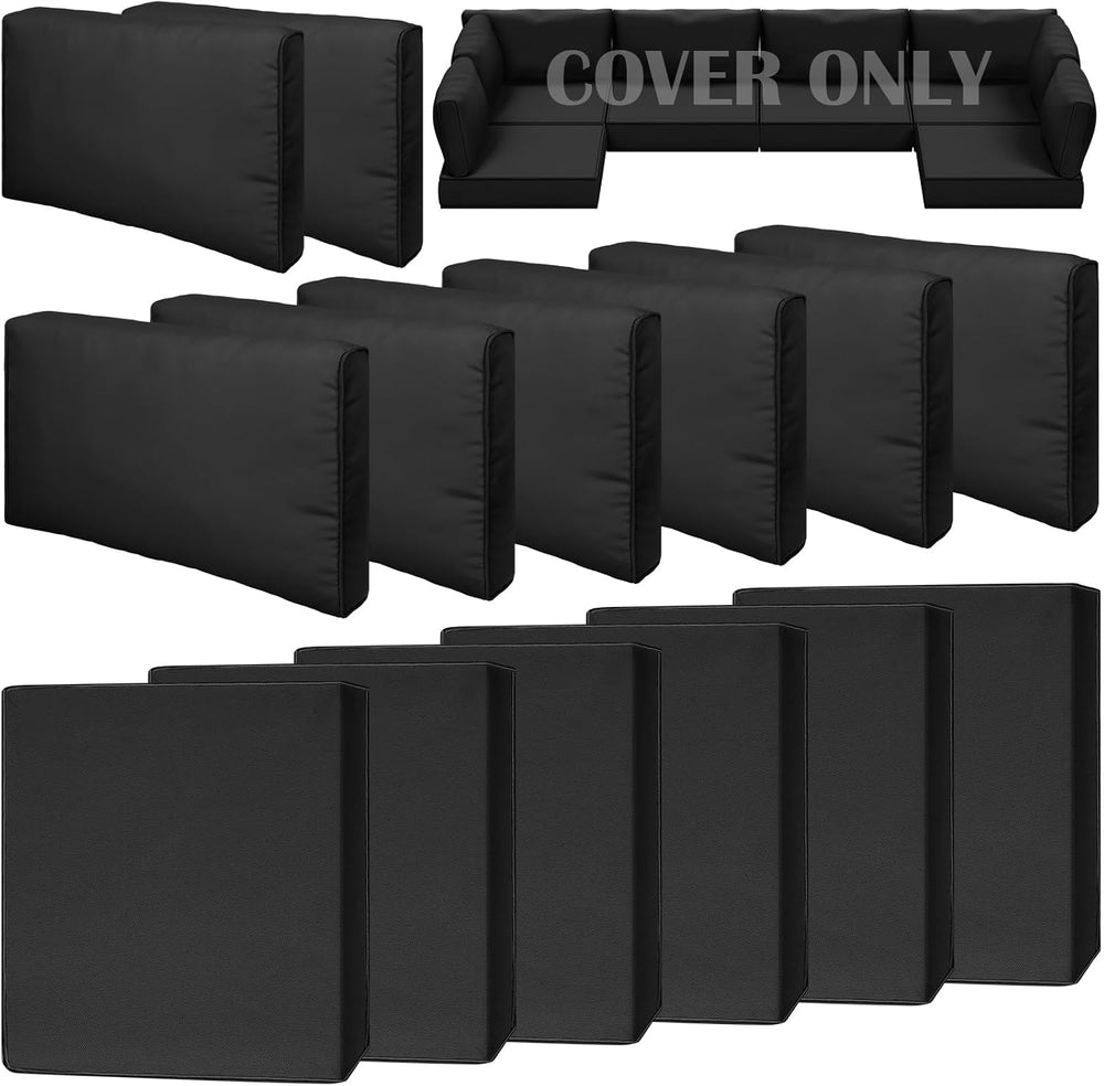 14 Piece Outdoor Patio Waterproof Cushion Covers, Fits 6-Seat Wicker Rattan S...