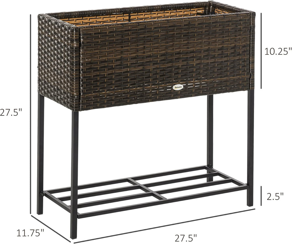 Outsunny Raised Garden Bed Elevated Planter Box Tool Storage Shelf Brown