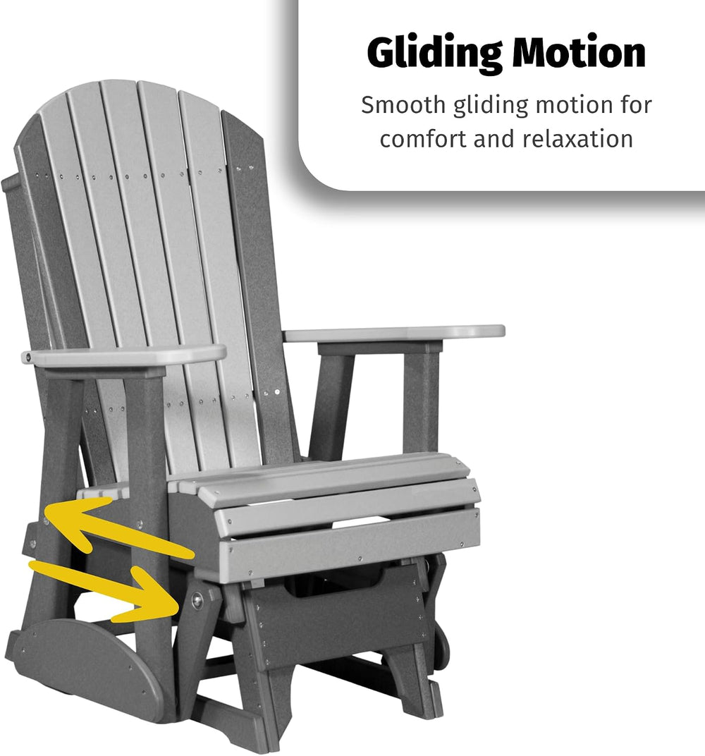 LuxCraft 2' Adirondack Glider Chair, Outdoor Patio Rocking Glider, Glidin...