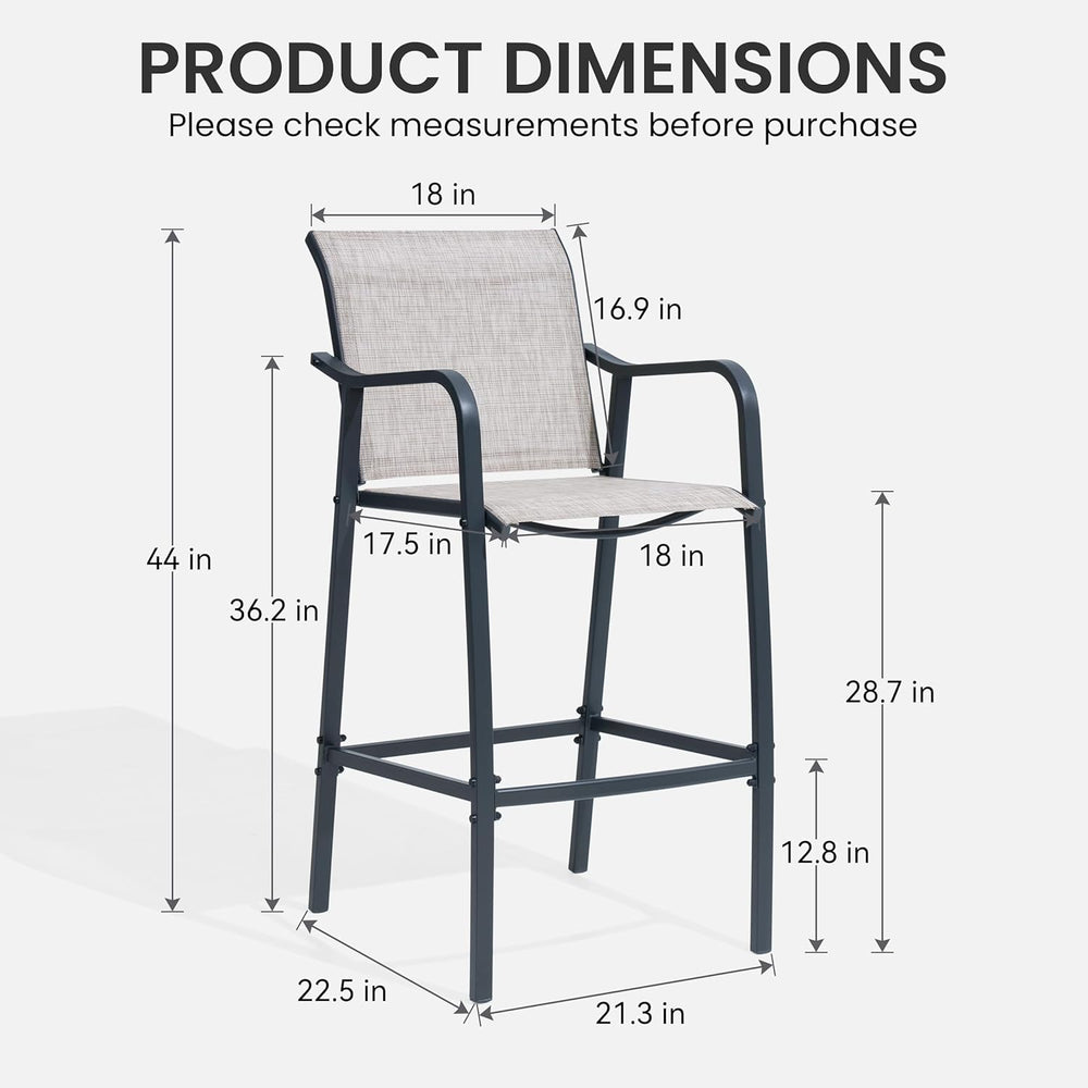Crestlive 28.7" Outdoor Bar Stools Set of 2, 500 lb Mesh Patio Bar Chairs