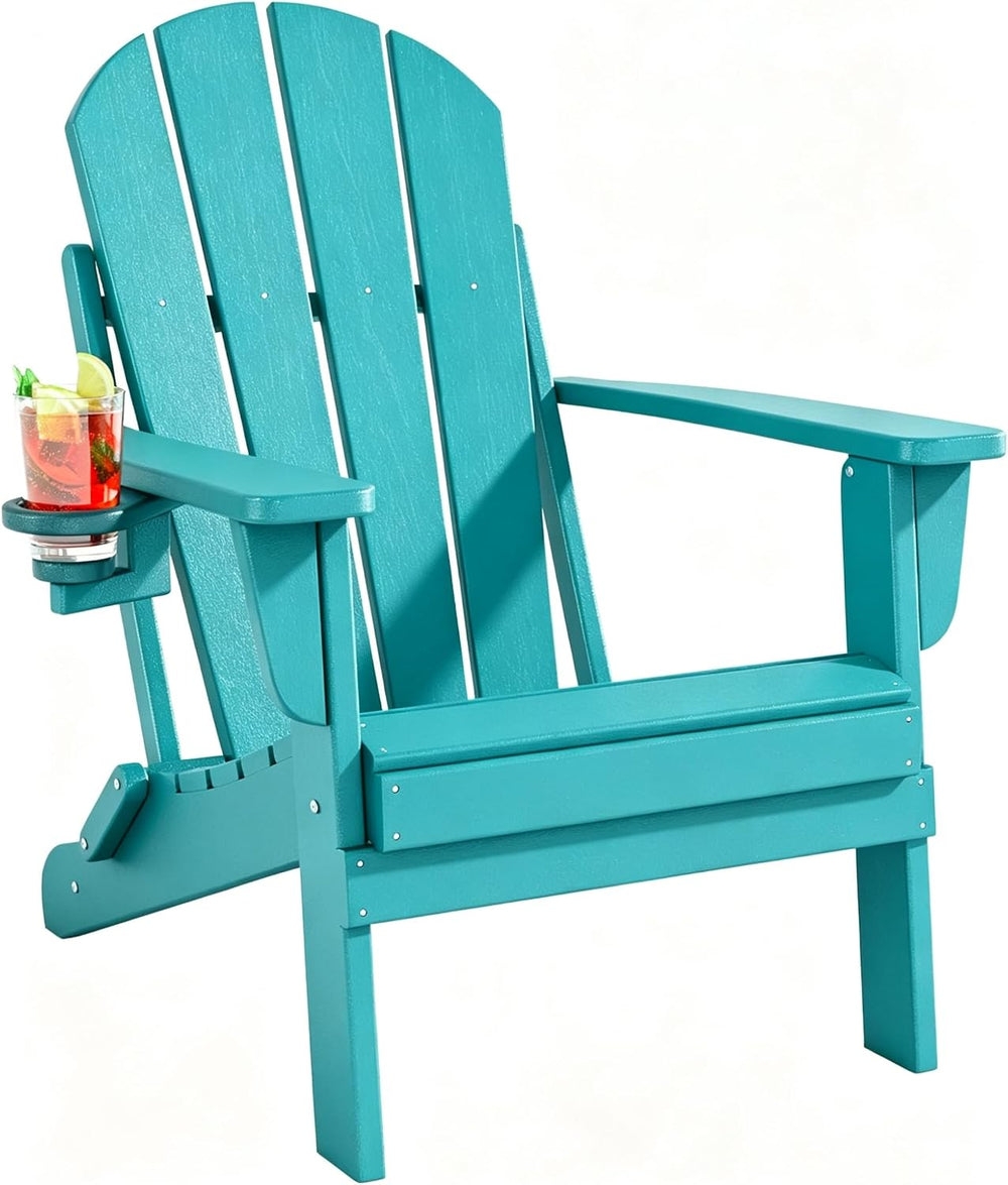 Folding Adirondack Chairs Set, All-Weather Resistant HDPE Sturdy Outside Chai...