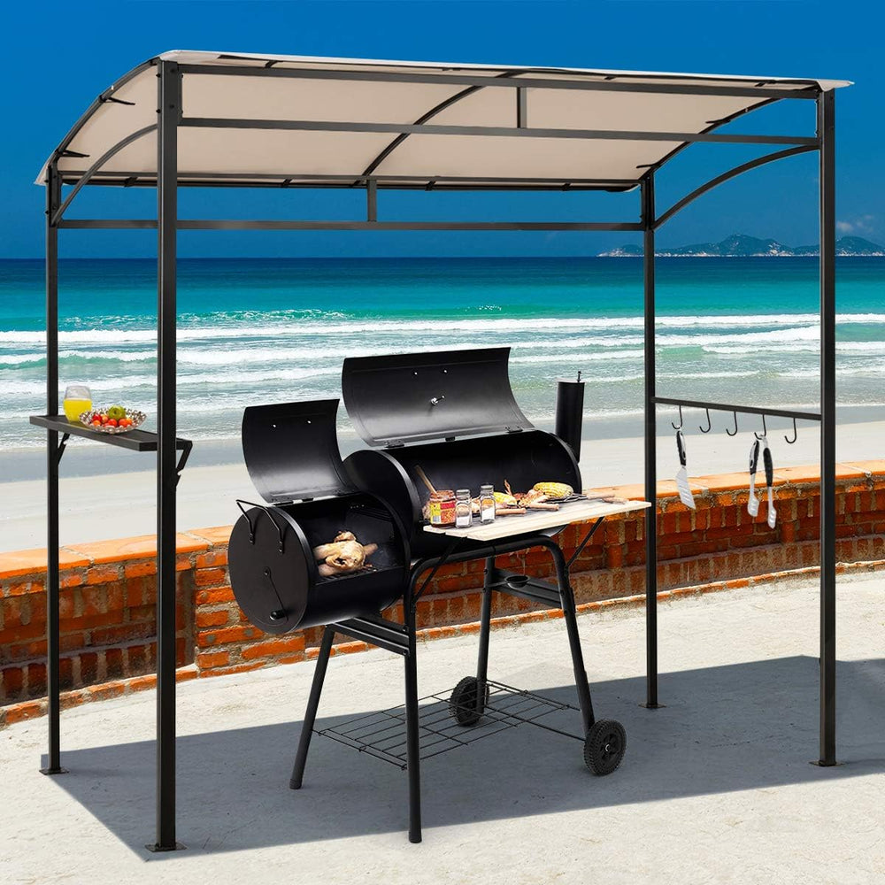 Tangkula 7ft Grill Gazebo, Patio Barbecue Canopy with Serving Shelf and Stora...