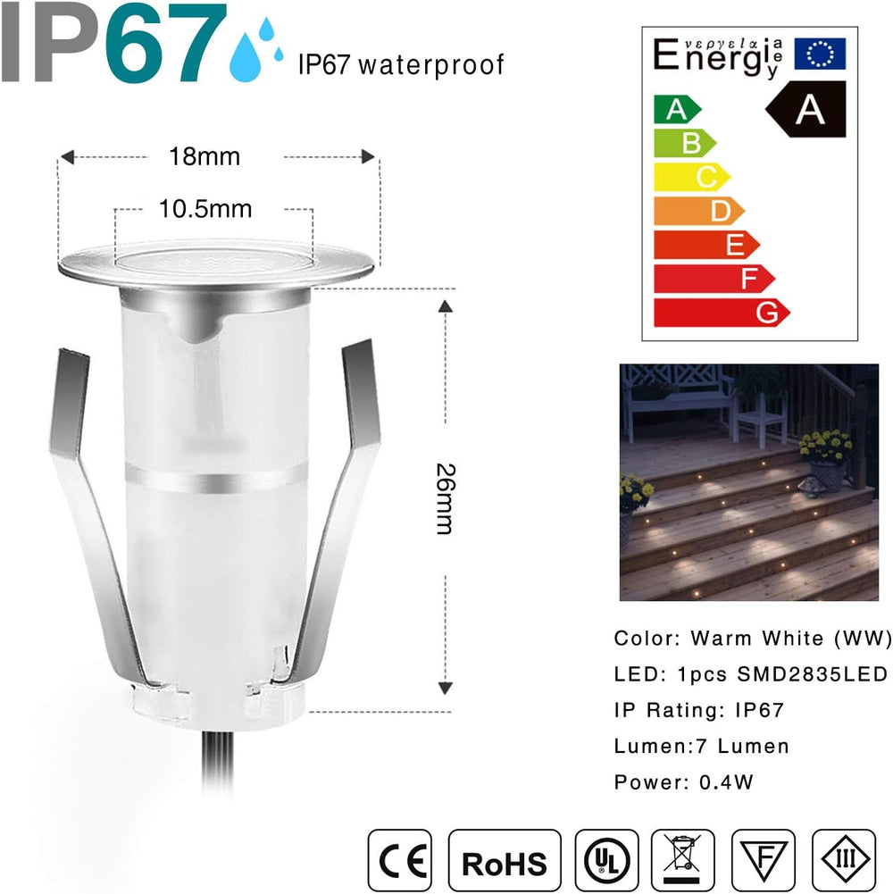LED Deck Lights, 0.7" Tiny Deck Driveway Light Dock Path Step Road Light...
