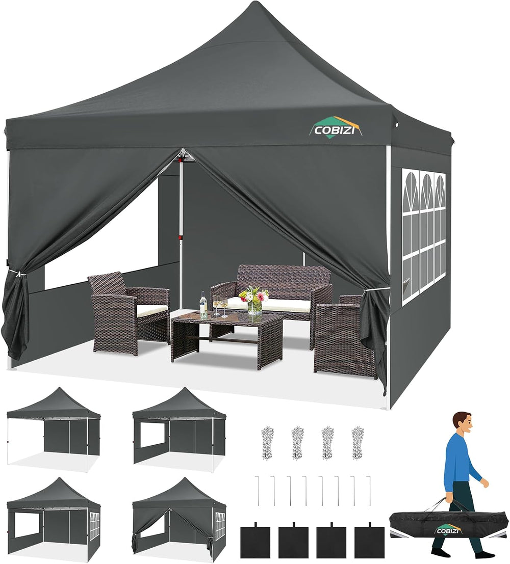 COBIZI 10x10 Pop Up Canopy Tent with Sidewalls, Waterproof Commercial Outdoor...