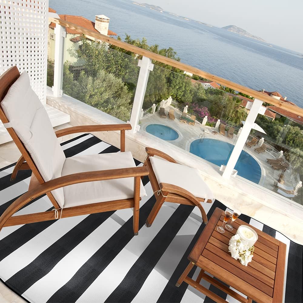 Plastic Straw Rug, 9'x12' Outdoor Waterproof Patio Rugs Foldable Reve...