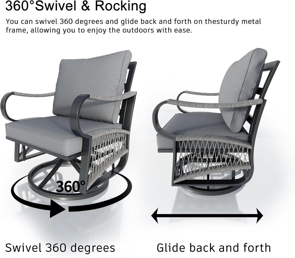 5 Pieces Patio Conversation Sets, All Weather Metal Outdoor Furniture Set Inc...