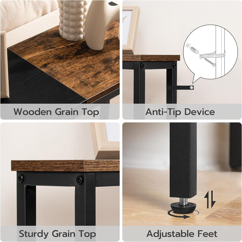 HOOBRO Narrow Console Table with Power Outlets, 44.9 Inches Sofa Table, Slim ...