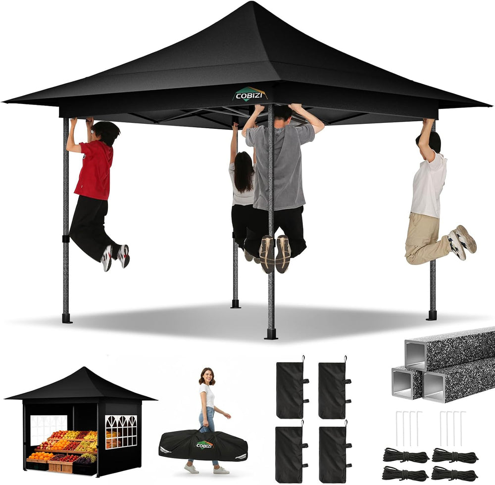 COBIZI 13x13 Pop Up Canopy Tent Heavy Duty with Auto-Extending Eaves