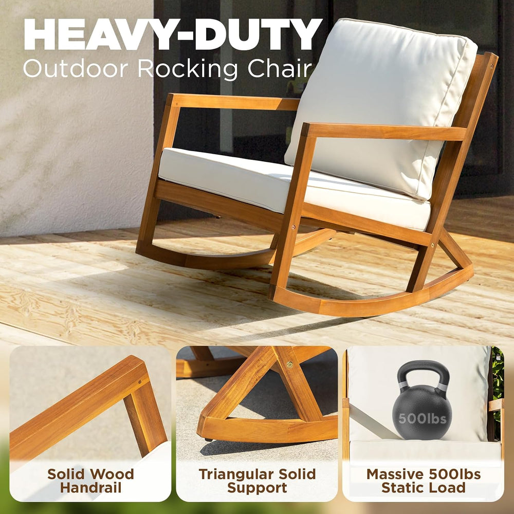 IDZO Outdoor Conversation Rocking Chairs, 3-Piece Patio Bistro Set, 400 lbs