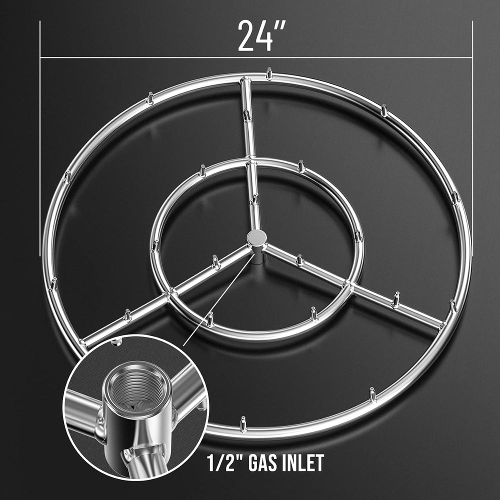 Skyflame 24-Inch Round Stainless Steel Fire Pit Jet Burner Ring