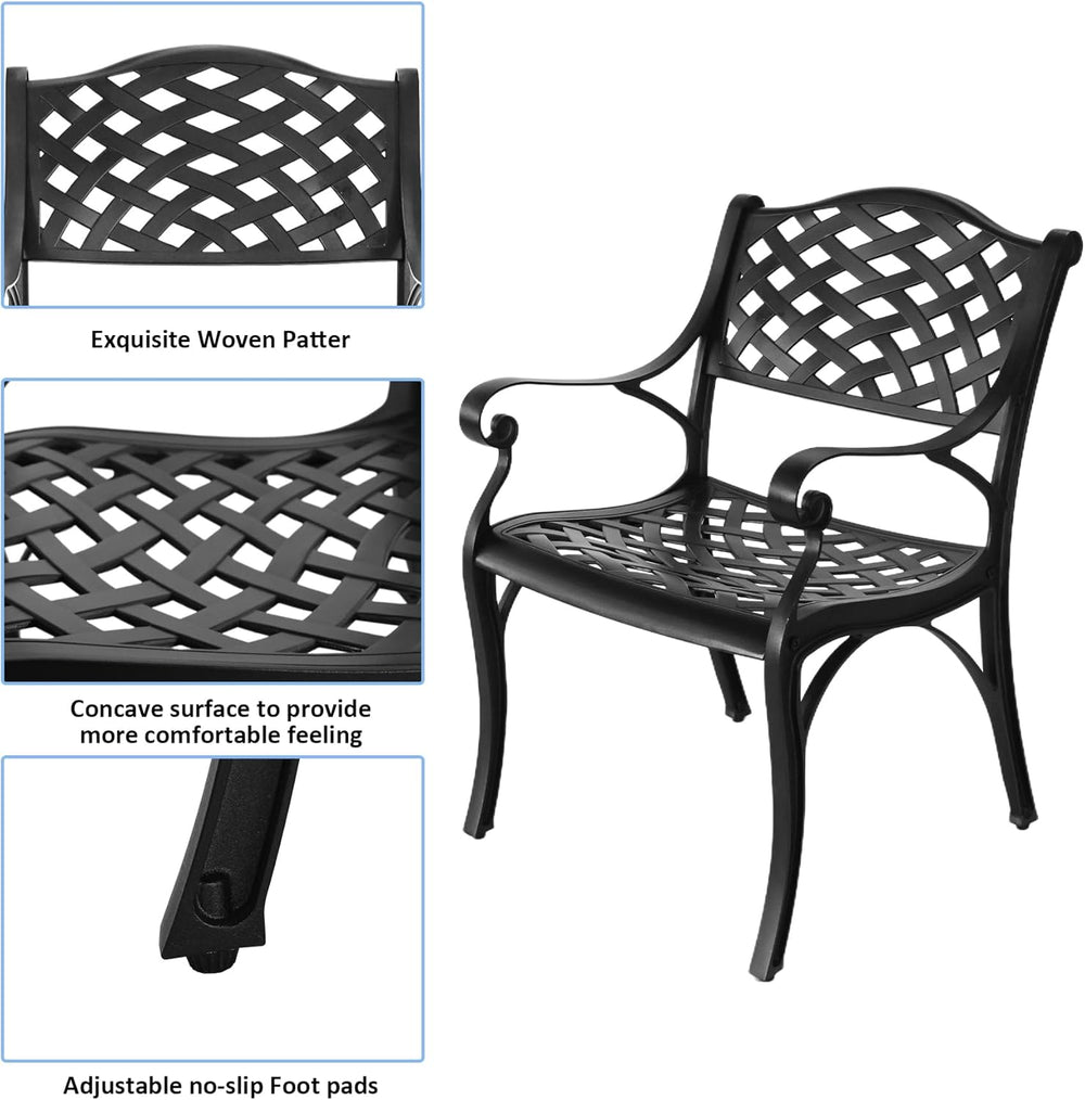 5 Piece Cast Aluminum Outdoor Dining Set, Outdoor Table and Chairs Set of 4, ...