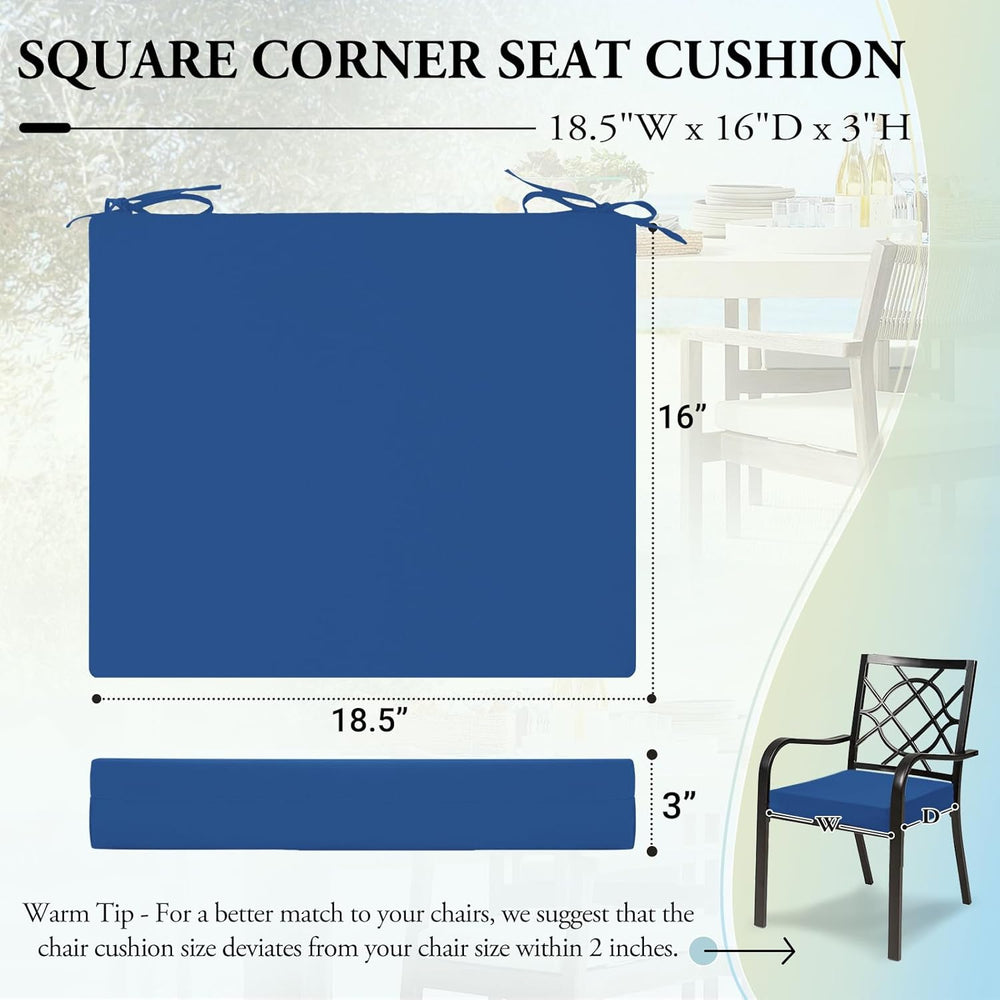 Wellsin Outdoor Chair Cushions for Patio Furniture, 3-Year Color Fastness Pat...