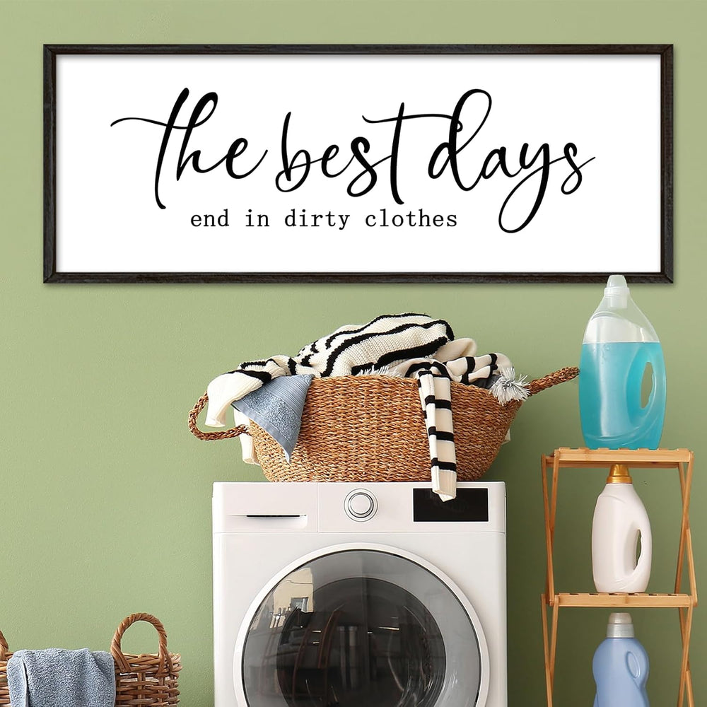 Laundry Room Wall Decor, 40"×15", Black