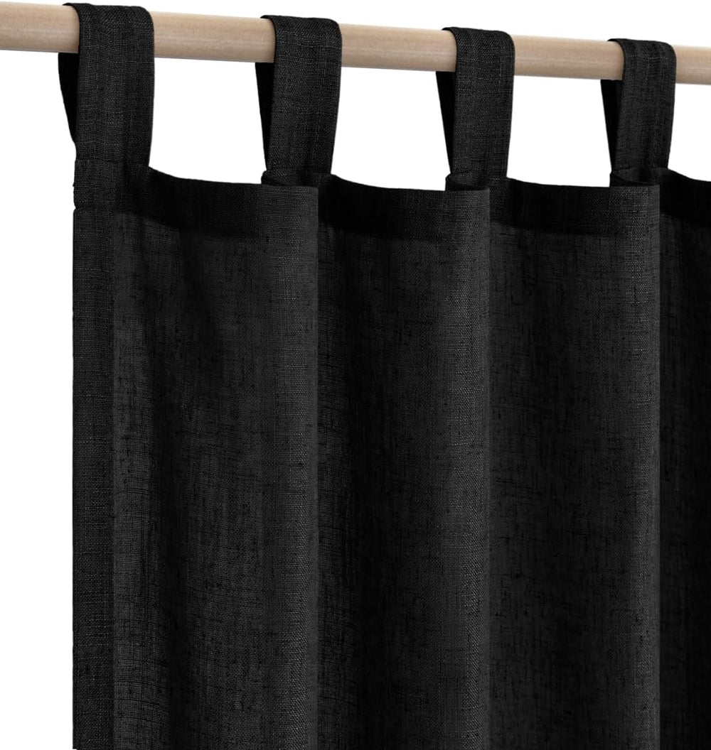 KOUFALL Black Curtains 96 Inches Long for Living Room,Sheer Linen Boho Canopy...