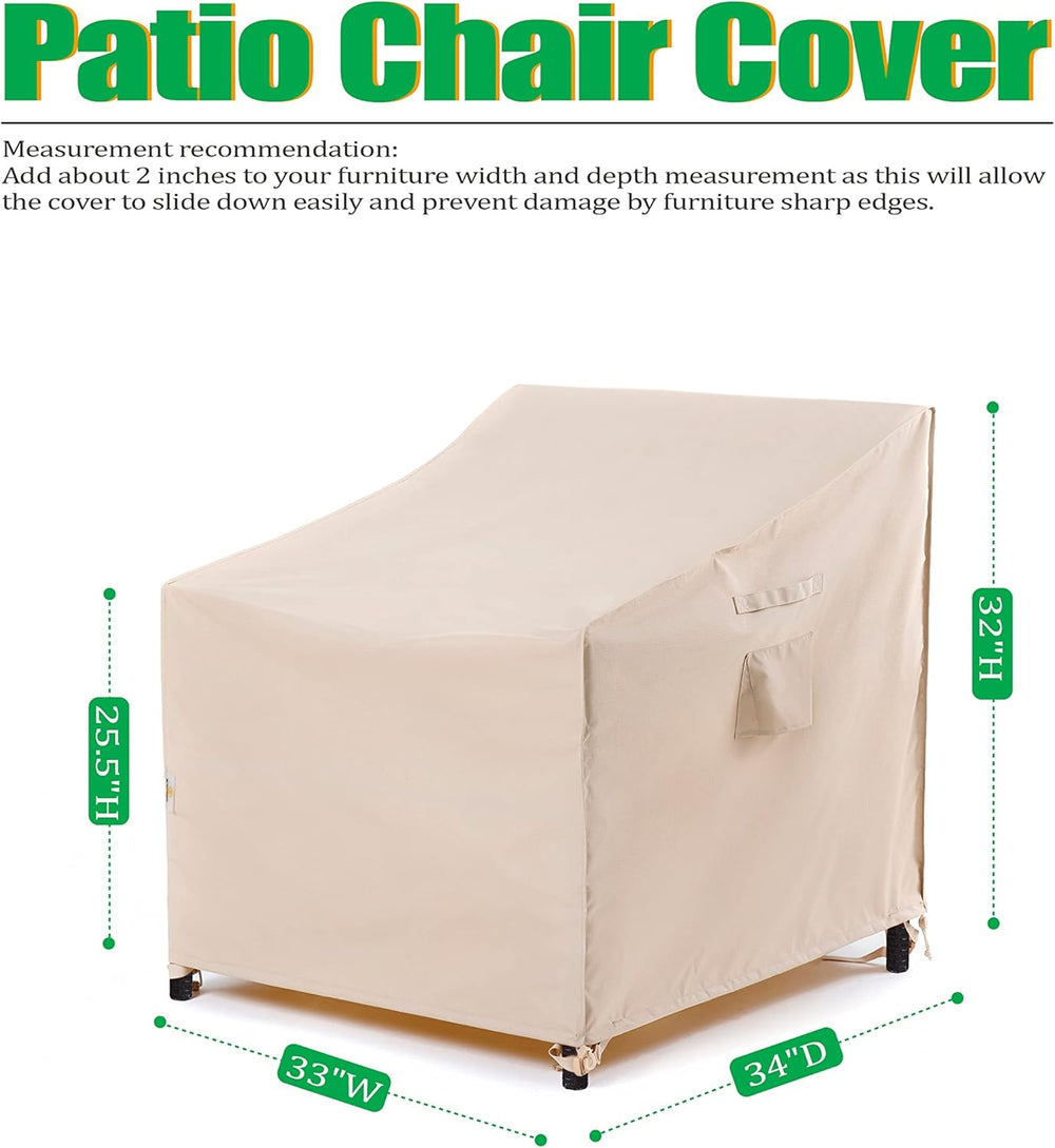 F&J Outdoors Patio Chair Covers, Beige, 33" W x 34" D x 32&quot...