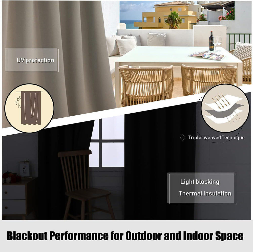 BONZER Waterproof Indoor/Outdoor Curtains for Patio Thermal Insulated