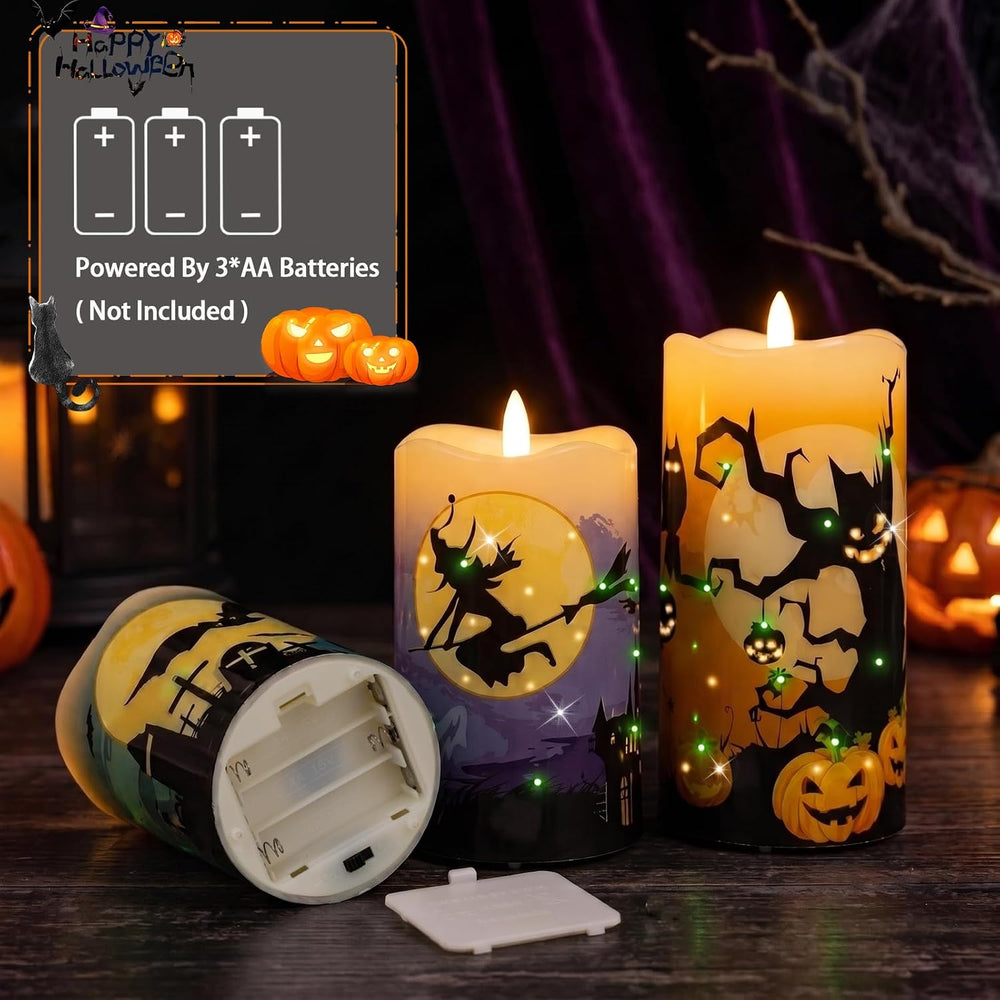 Halloween Flameless Candles, Battery Operated Candles with Remote