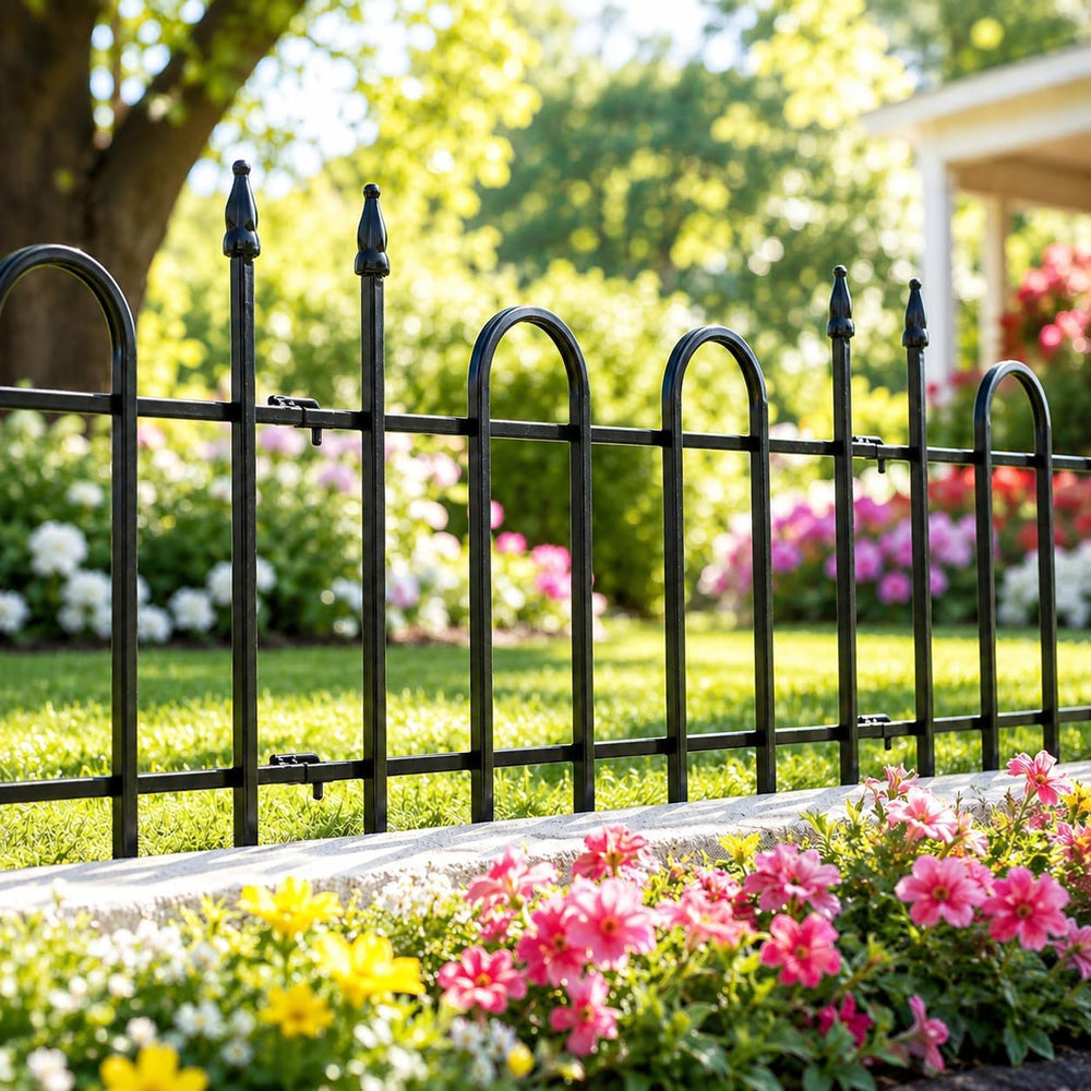 Metal Garden Fence Panels 18'' H x 22'' W, 14.6 Ft Total Leng...