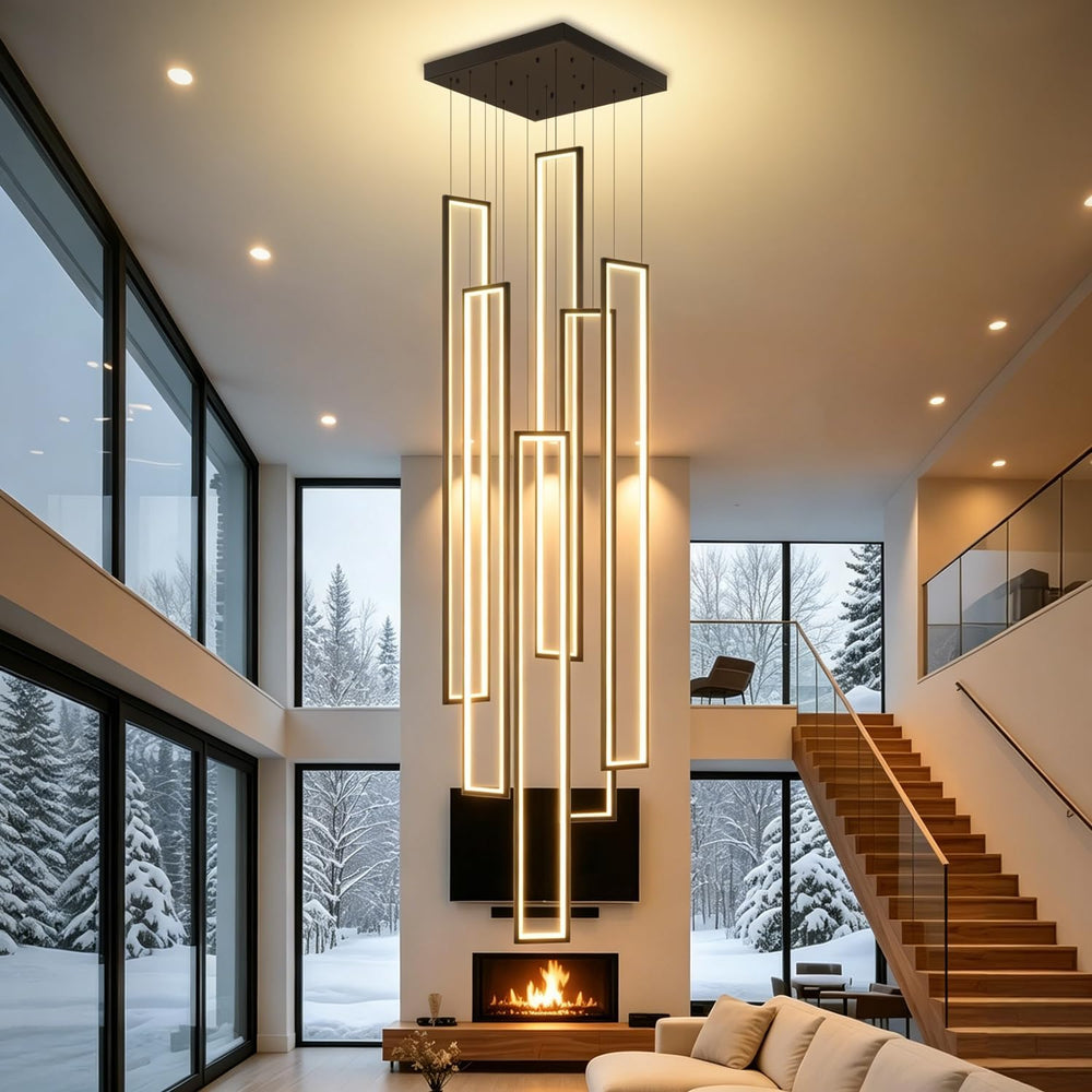 Flashing God Modern Led Chandelier,Black Chandeliers with 6 Ring for Foyer,La...