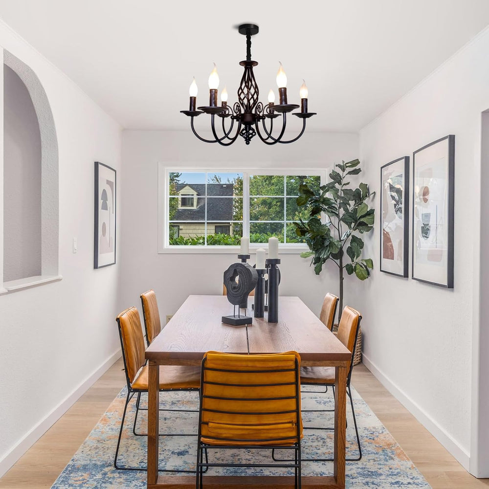 Jaycomey Black Chandelier, 6-Light Farmhouse Candle Light for Dining Room