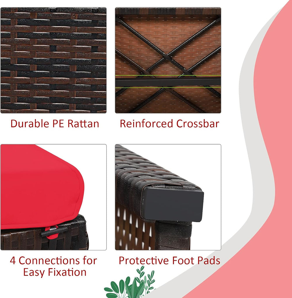 Tangkula 2 Pieces Patio Rattan Ottomans, All Weather Outdoor Footstool Footre...