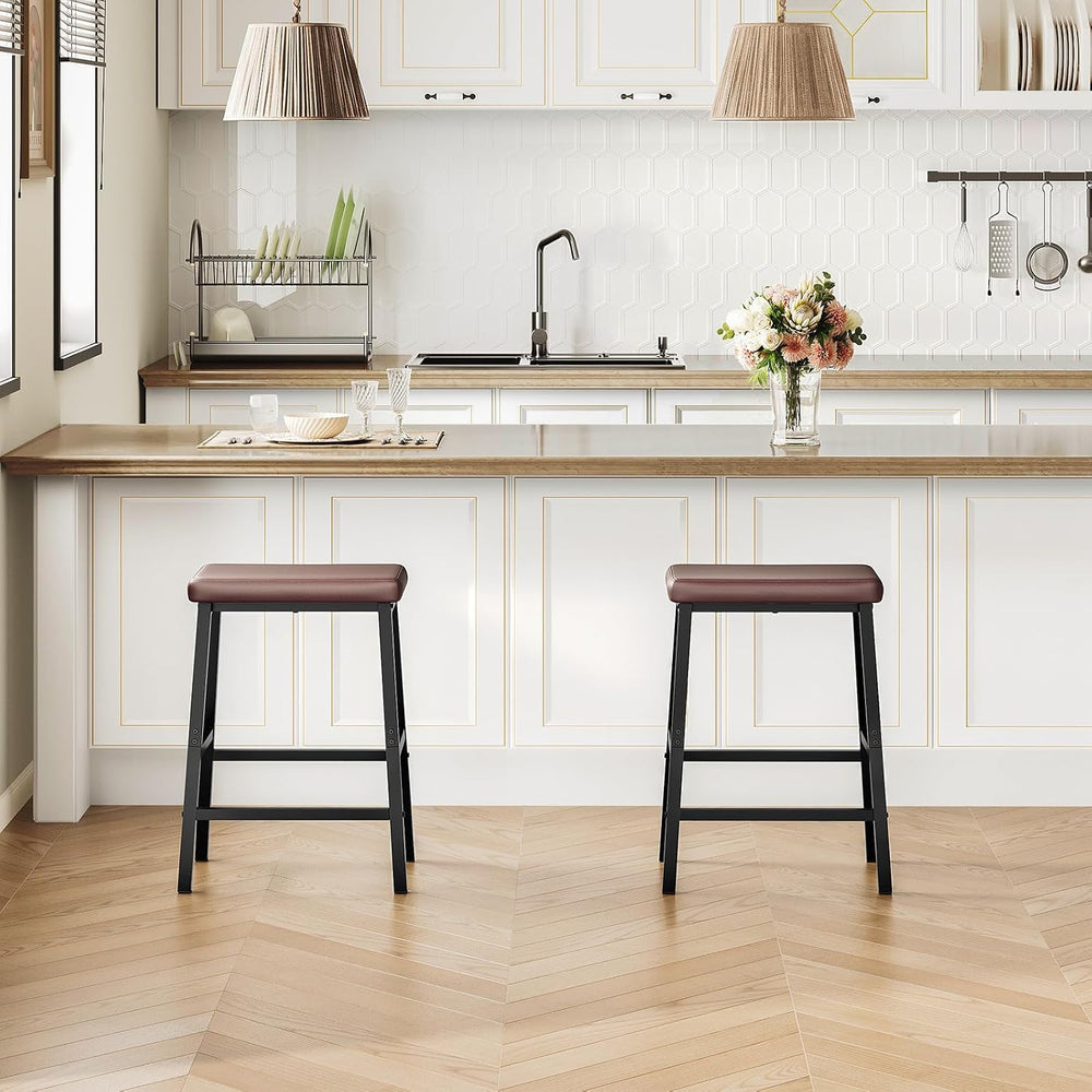 HOOBRO Bar Stools, Set of 2 Bar Chairs, Counter Height Bar Stools, 24 Inch Ba...