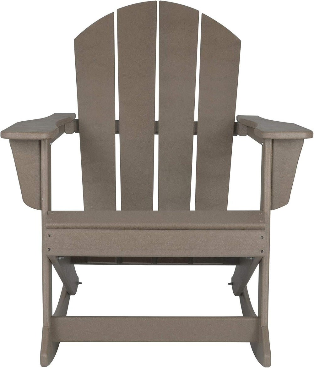 HDPE Laguna Outdoor Rocking Poly Adirondack Chair, Weathered Wood