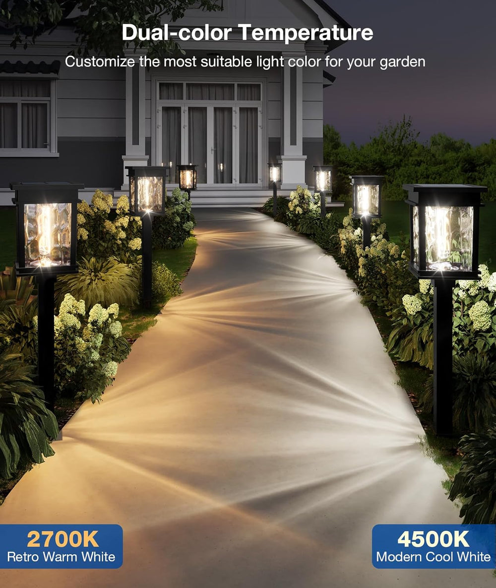 XMCOSY+ Solar Pathway Lights Outdoor, 6 Pack Solar Powered Garden Lights