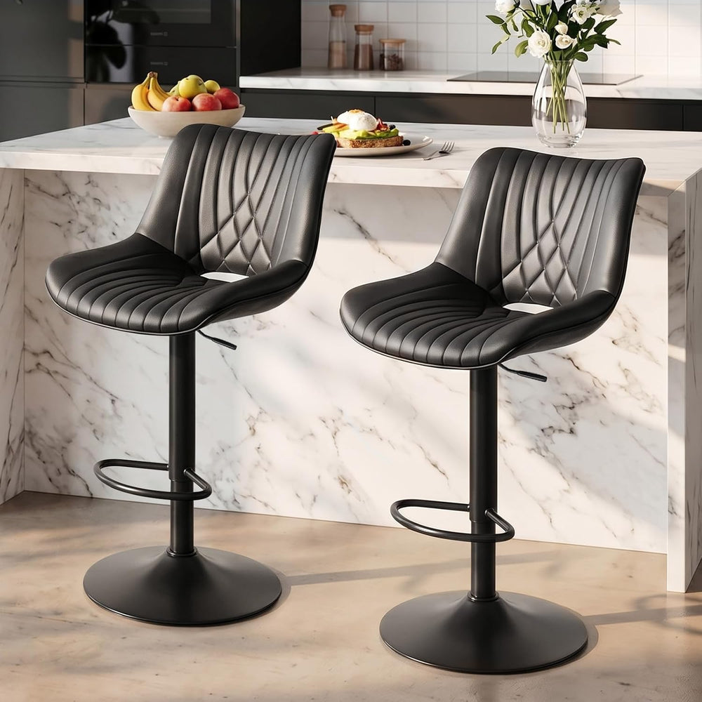 Swivel Bar Stools Set of 2, Height Adjustable Counter Height Bar Stools with ...