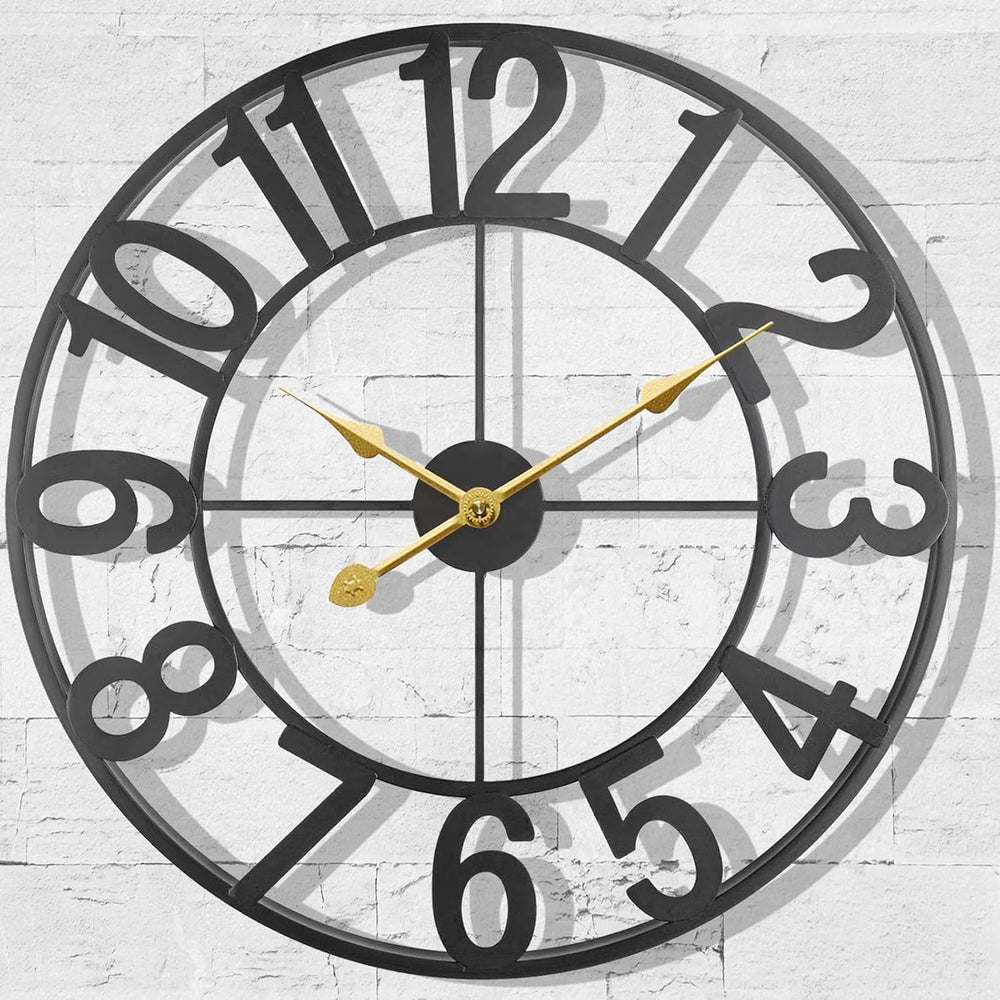 Large Outdoor Clock, Patio Decorative Wall Clock Silent Non Ticking Battery O...