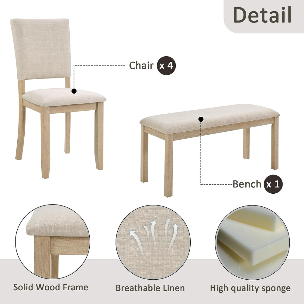 Harper & Bright Designs 6-Piece Dining Set with Bench & 4 Upholstered...